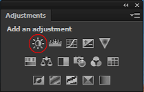 انتخاب تعدیل brightness/contrast فتوشاپ