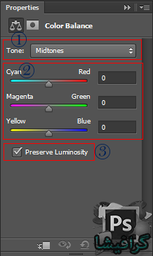 تعدیل color balance در فتوشاپ