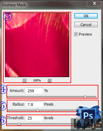 فیلتر unsharp mask در فتوشاپ